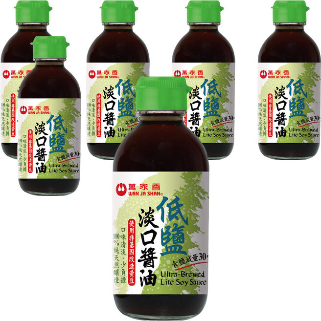 萬家香 低鹽淡口醬油, 200ml, 6瓶