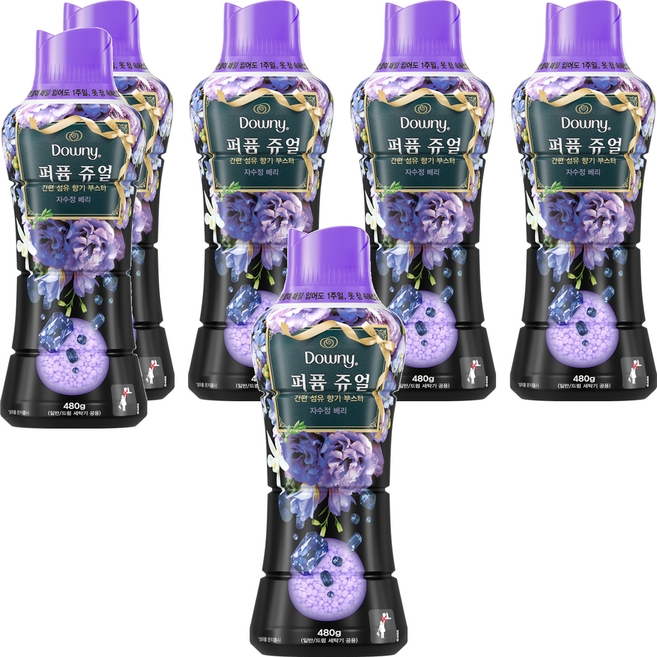 다우니 퍼퓸 쥬얼 자수정 베리 향기부스터, 480g, 6개