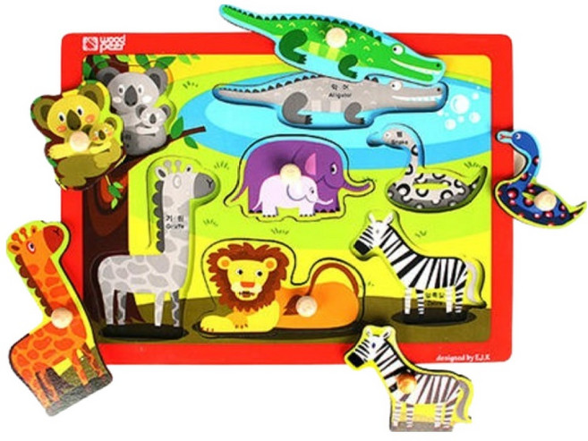 우드피아 손잡이 퍼즐 사파리, 1세트