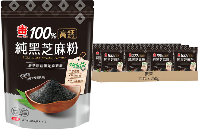 義美 高鈣純黑芝麻粉, 250g, 12包