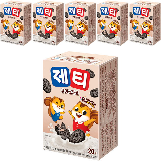 제티 쿠키 앤 초코 분말, 17g, 20개입, 6개