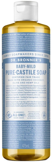 닥터브로너스 베이비 마일드 페이스 앤 바디 퓨어 캐스틸 솝 바디워시, 475ml, 1개 - 쿠팡