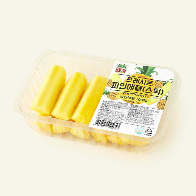 프레시몬 컷팅 파인애플 스틱, 1kg, 1개