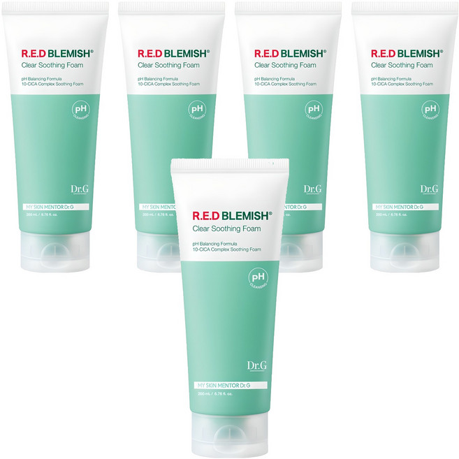 닥터지 약산성 레드 블레미쉬 클리어 수딩 폼, 200ml, 5개