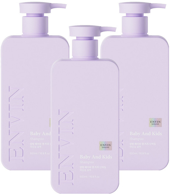 앙방 베이비 앤 키즈 단백질 약산성 샴푸 애플향, 500ml, 3개