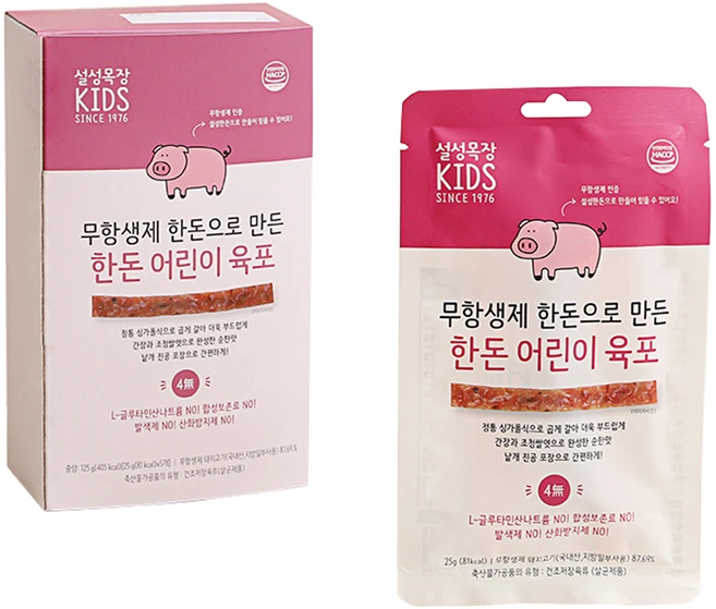 설성목장 무항생제 한돈으로 만든 한돈 어린이 육포, 돼지고기 육포맛, 125g, 1개 - 쿠팡