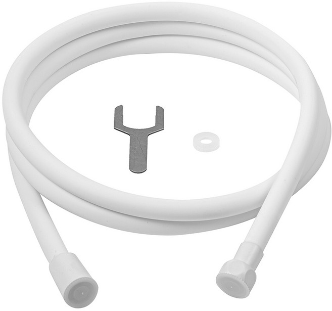 코멧 홈 물때방지 꼬이지 않는 말랑이 샤워기 호스, 화이트, 2m