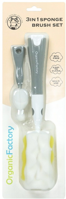 오가닉팩토리 3in1 젖병솔 + 젖꼭지솔 세트, 1세트, 혼합색상