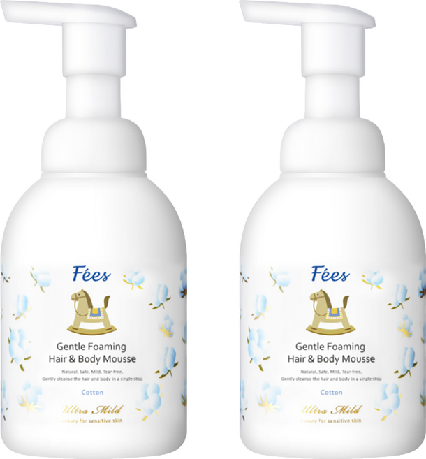 Fees BEBE 嬰兒洗髮沐浴泡泡 清新舒棉, 400ml, 2瓶