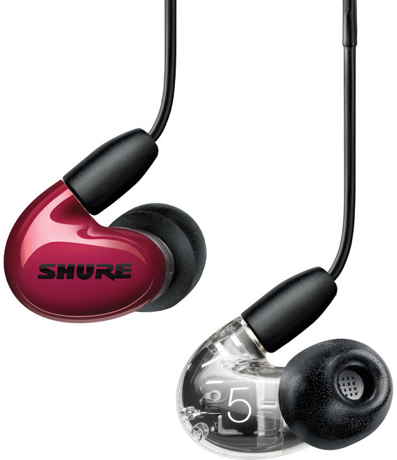 슈어 AONIC 5 이어폰, 레드 + 클리어