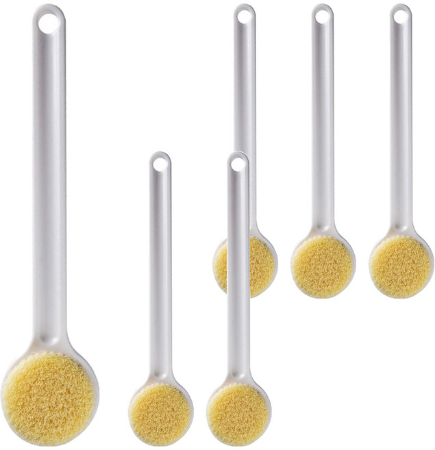 長柄軟毛洗澡刷 無印風 54-001-0, 白色, 1入, 6個