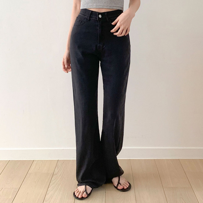 플랜데이 여성용 숏/미디움/롱 기장 시원한 텐셀 히든밴딩 스판 데님 롱 팬츠