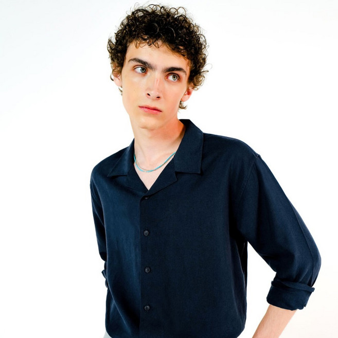 아노블리어 남녀공용 루즈핏 오픈카라 텐셀 린넨 셔츠