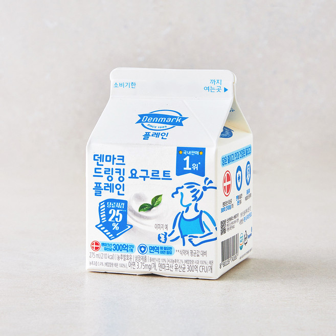 덴마크 드링킹 요구르트 플레인, 275ml, 1개입, 1개