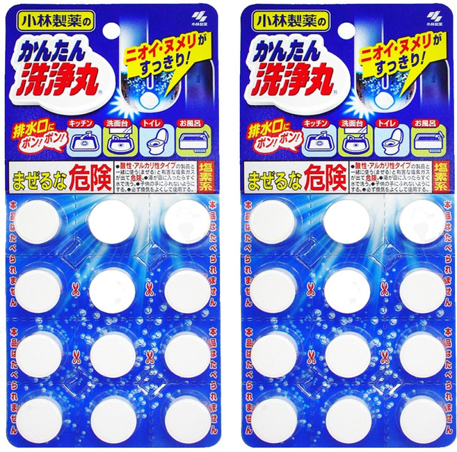 KOBAYASHI 小林製藥 廚房衛生間下水道管道疏通泡藤片 無香味 12錠, 66g, 2組