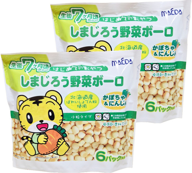 MAEDA 大阪前田製菓 巧虎嬰兒蛋酥 6包, 野菜, 60g, 2袋