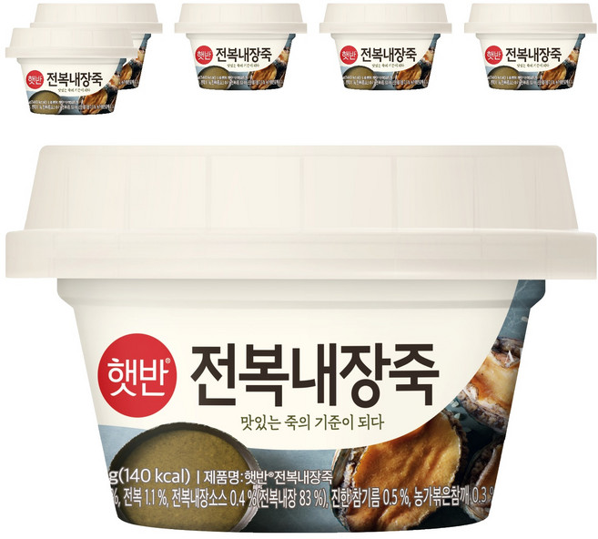 햇반 전복내장죽, 267g, 6개