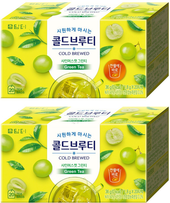 담터 콜드브루티 샤인머스캣 그린티, 1.8g, 20개입, 2개