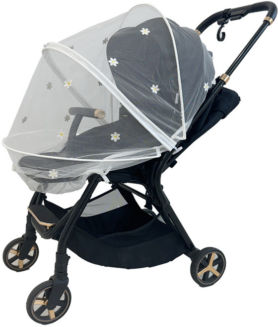 어프리비 유모차 모기장 커버 방충망 햇빛가리개, 데이지화이트, 1개