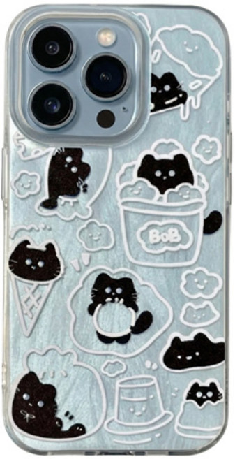 케이스틱 블랙캣 디자인 젤하드 휴대폰 케이스