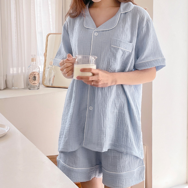 어나더디 여성용 통기성 반팔 데일리 요루면 잠옷