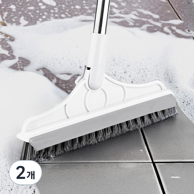 달콤무드 각도조절 2in1 욕실 바닥 청소솔, 화이트, 2개