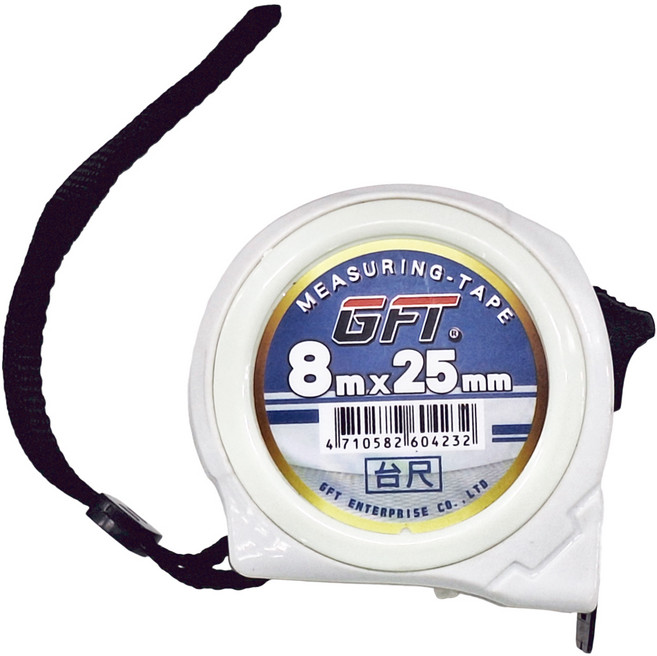 GFT 金富泰五金 捲尺 鐵心 附檔 台尺 8m x 25mm, 1個