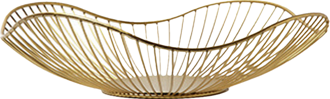 好物良品 花邊形矮款 客廳裝飾藝術金屬鏤空收納置物零食水果網籃, 古銅金, 1個