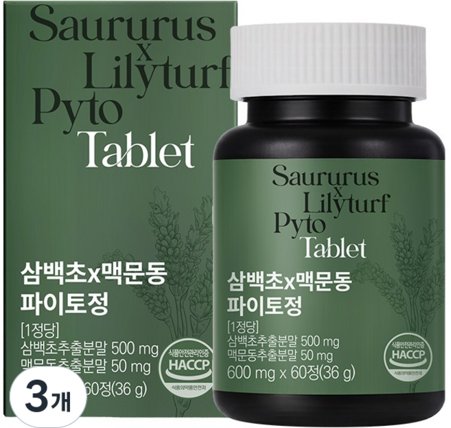 이롭핏 삼백초 x 맥문동 파이토정 36g, 3개, 60정