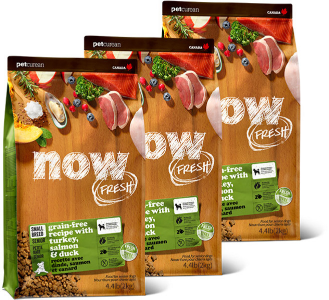 now 시니어 강아지 그레인프리 스몰브리드 건식사료, 칠면조, 2kg, 3개