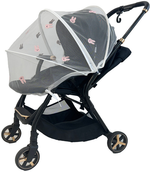 어프리비 유모차 모기장 커버 방충망 햇빛가리개, 토끼화이트, 1개