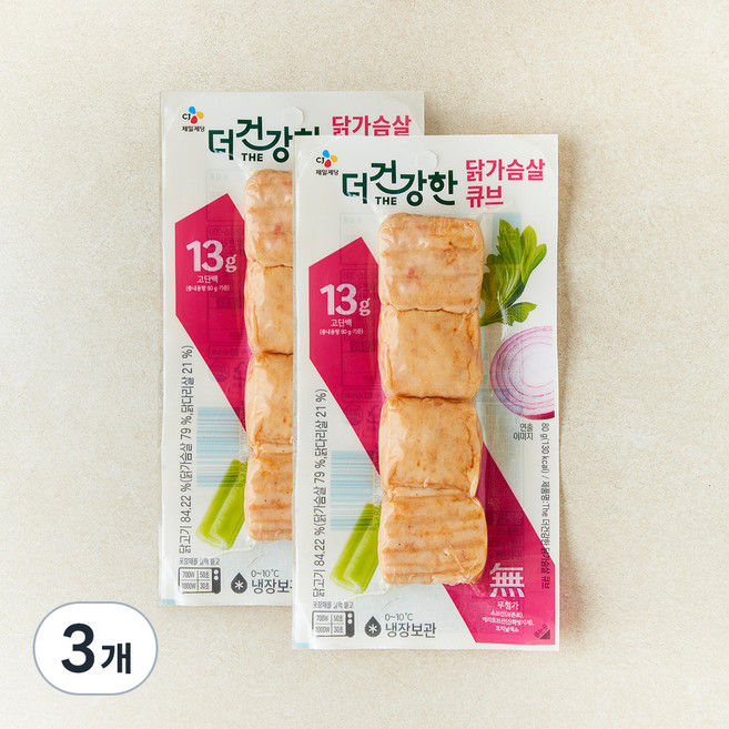 더건강한 닭가슴살 한입큐브, 80g, 1개입, 3개