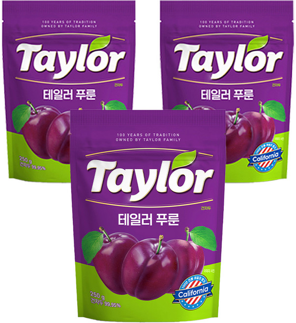 테일러 푸룬건자두, 250g, 3개