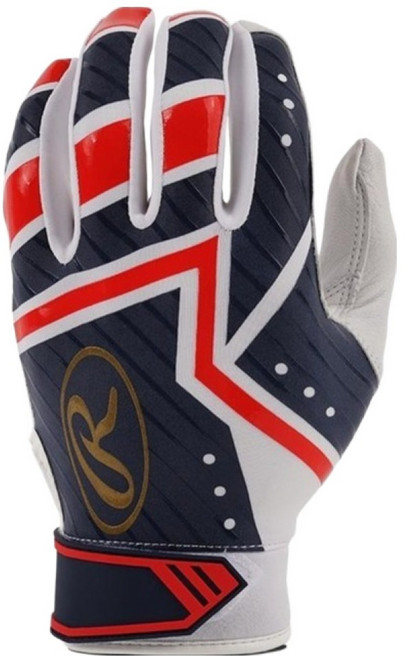 Rawlings Flex-Fit 雙手用打擊手套 EBG21S04GL, 海軍藍 + 紅色, 1個