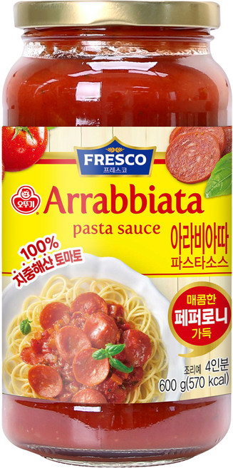 오뚜기프레스코 페퍼로니 아라비아따 스파게티 소스, 600g, 1개