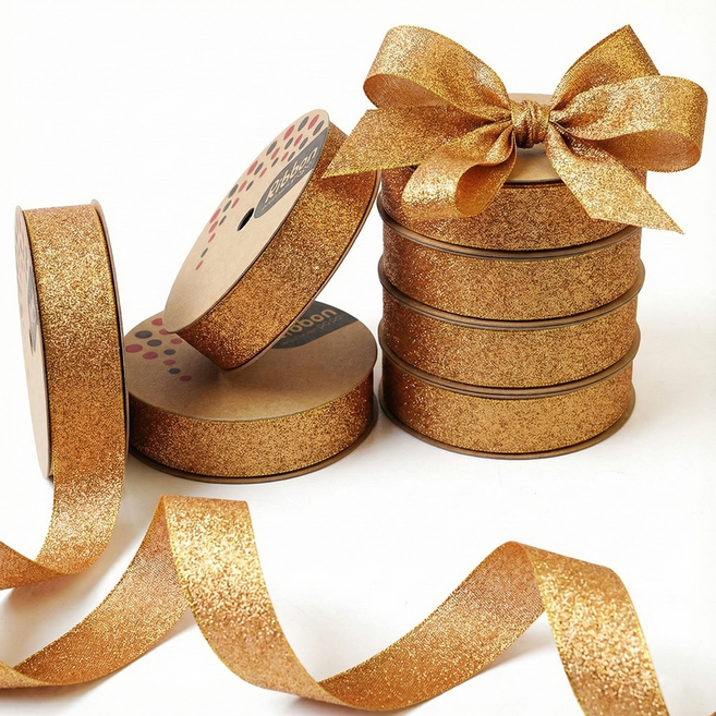 뭉구 슈퍼 금사 리본 25mm, 골드, 13.7m, 1개