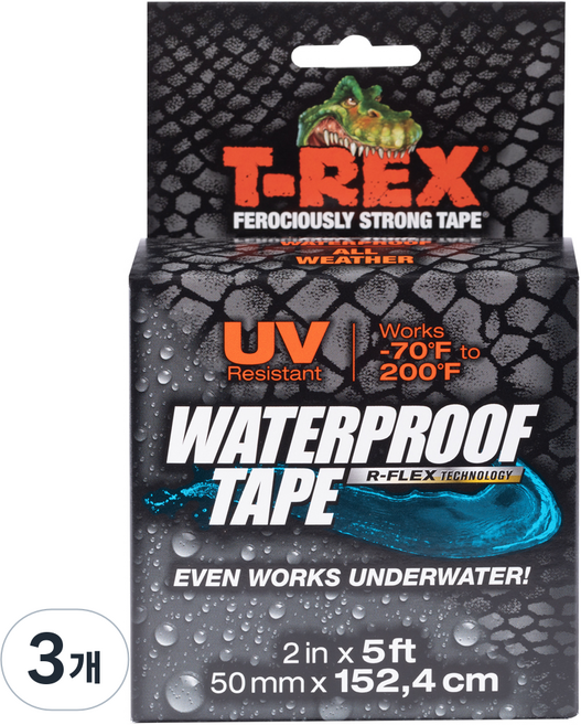 美國 T-REX 防水超強力全天候防水膠帶 50mm x 152.4cm, 3個