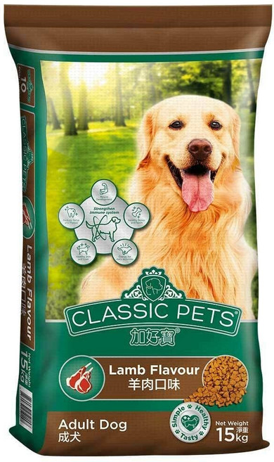 CLASSIC PETS 加好寶 成犬/中大型犬專用 羊肉口味 乾狗糧 15kg, 1袋