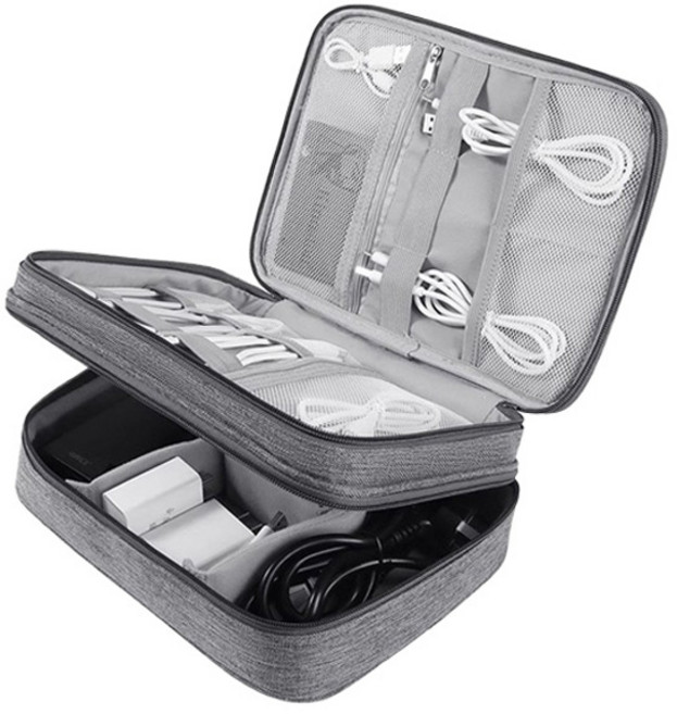 스타리움 대용량 3단 디지털 파우치 멀티 케이스, 그레이, 1개