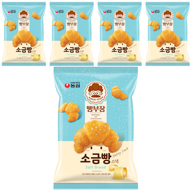 농심 빵부장 소금빵, 55g, 5개