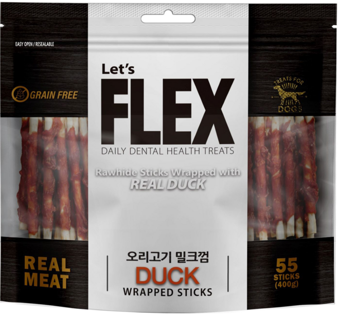 렛츠플렉스 강아지 밀크껌, 오리고기맛, 400g, 1개