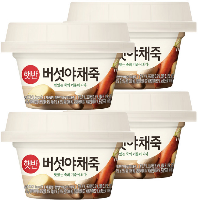 햇반 버섯야채죽, 268g, 4개