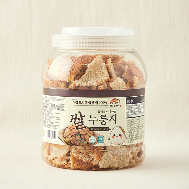 천수만 직접 도정한 국산 쌀 100% 끓여먹는 가마솥 쌀 누룽지, 1개, 1kg