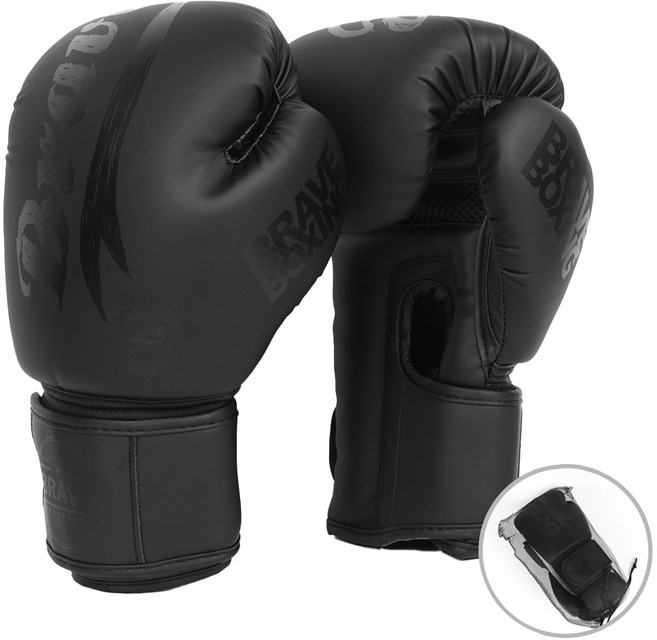 브레이브 파워 복싱 글러브 + 메쉬 가방, BLACK, 1세트