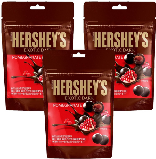 HERSHEY'S 好時 紅石榴夾餡黑巧克力, 100g, 3包