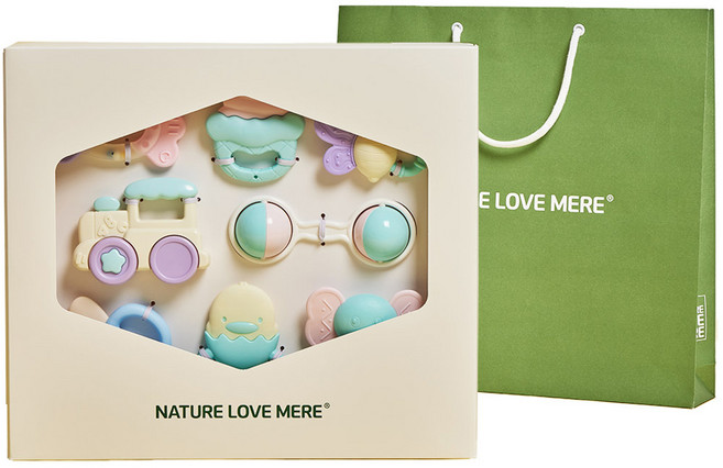 네이쳐러브메레 츄어블 딸랑이 치발기, 치발기 8종, 혼합색상, 1세트