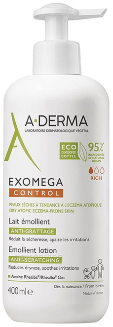 A-DERMA 艾芙美 燕麥新葉益護佳乳液 舒緩乾燥 減少搔抓 適用於嬰幼童/成人/老年人, 1件, 400ml
