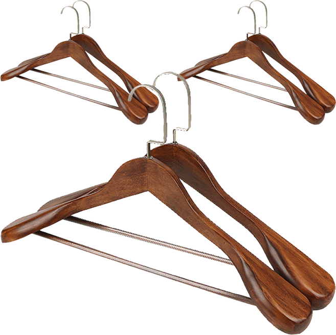 포테가르 고급 우드 둥근막대 옷걸이, 월넛, 6개