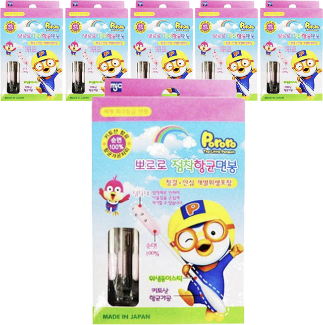 뽀로로 유아용 점착 항균 면봉, 30개입, 6개