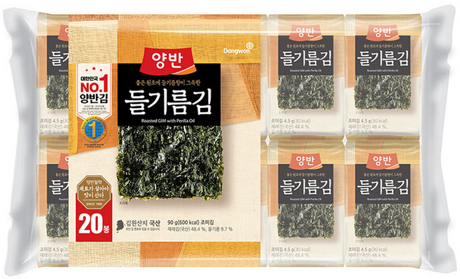 양반 들기름김, 4.5g, 20개